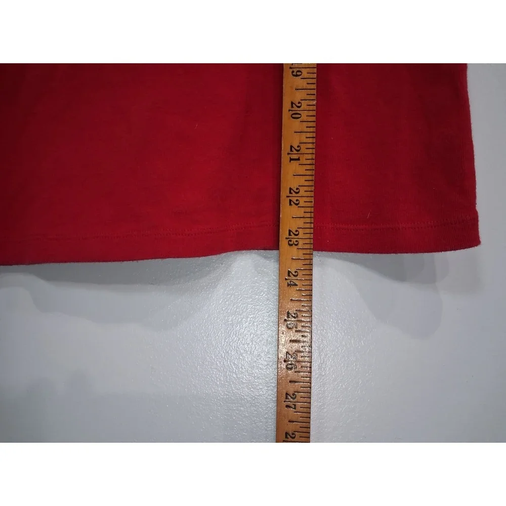 Tommy Hilfiger Y2K Womens Red Embroidered Logo Ringer T-Shirt‎ Med Short Sleeve